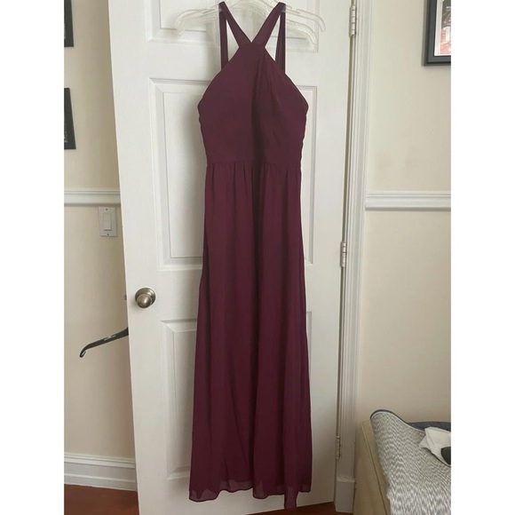 Maxi Bridesmaid Dress- Burgundy- LIKE NEW! - Picture 2 of 3
